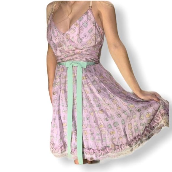 Dolce&Gabbana Pink Handbag Pattern Flouncy Dress - Picture 2 of 8